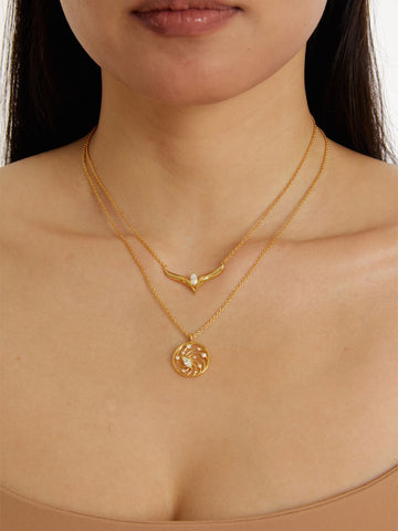 Nine-tailed Fox Guardian V-shaped Necklace+Spacetime Portal Necklace